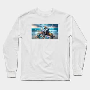 Stitch and the Star Fish on the Beach Long Sleeve T-Shirt